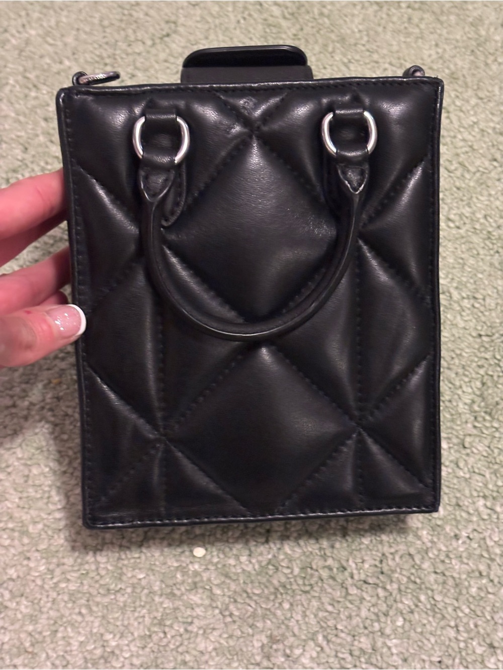 Coach Black Quilted Mini Handbag with Logo Charm - Picture 4 of 10